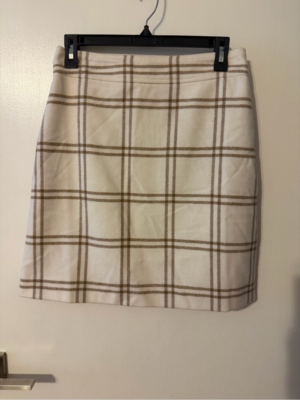 NWT JCREW Wool Cream Plaid Women's Skirt